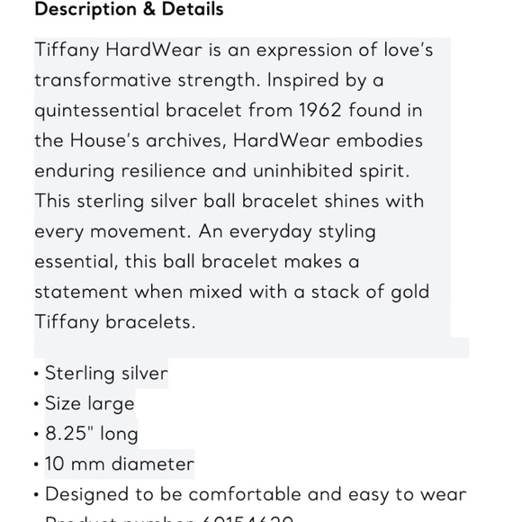 Tiffany & Co Hardware Bead Bracelet in Sterling Silver 10 mm 8.25 length - Picture 12 of 12